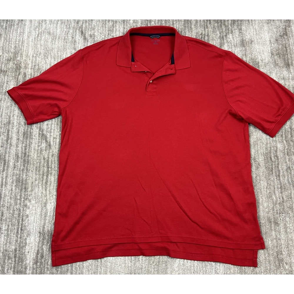 Lands' End Polo Shirt Mens XL Red Short Sleeve Cotton Pique Classic Casual